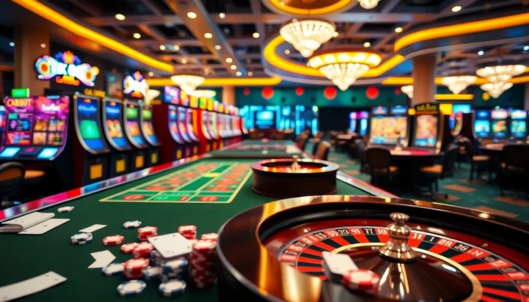 Cảnh trò chơi hấp dẫn minh họa ứng dụng Tik 88 đang được sử dụng trên thiết bị di động giữa bối cảnh sòng bạc sinh động.