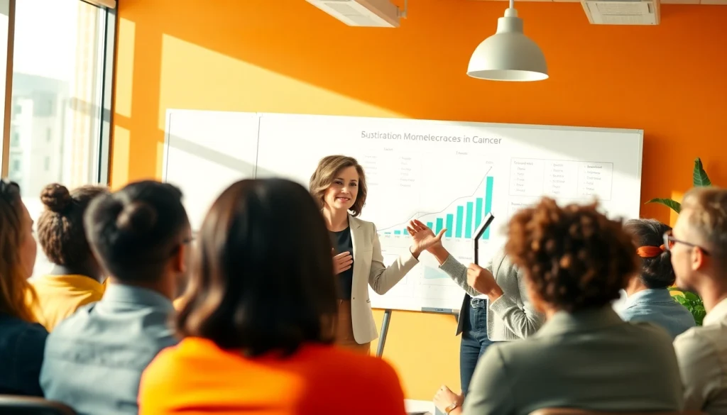 Engaging session led by a business coach near me with diverse participants in a bright office.