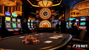 Exciting scene of players engaging with casino games, highlighting F8 BET's vibrant gambling atmosphere.