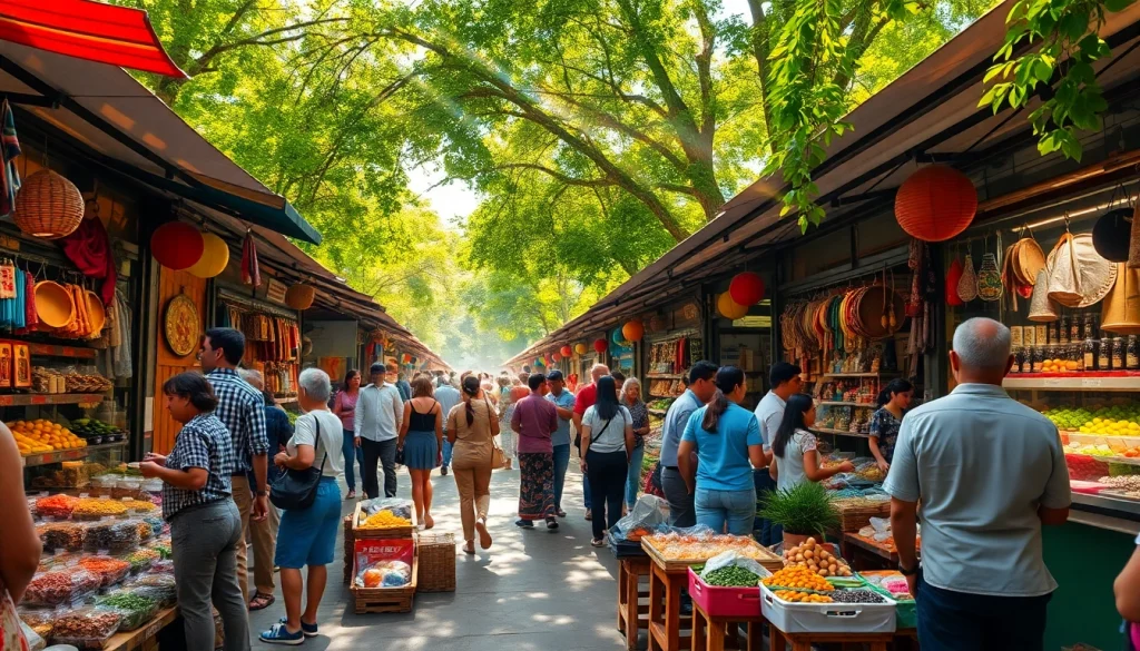 Engaging travel scene at https://glownexis.com with colorful market stalls and diverse crowds.