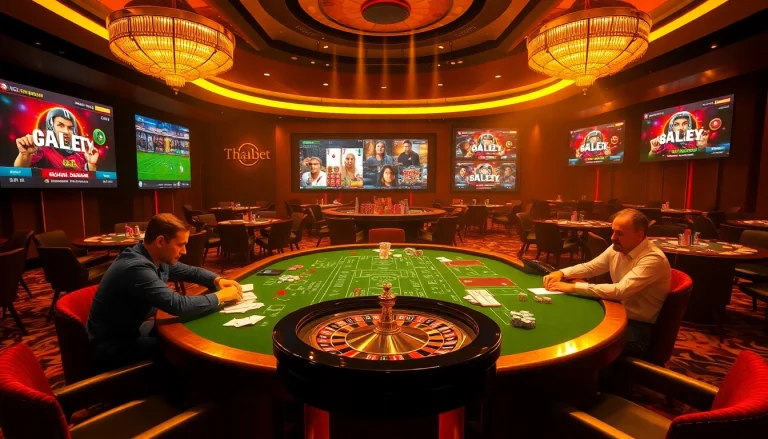 Thrilling gambling scene at Thabet casino with betting tables and vibrant gaming atmosphere.