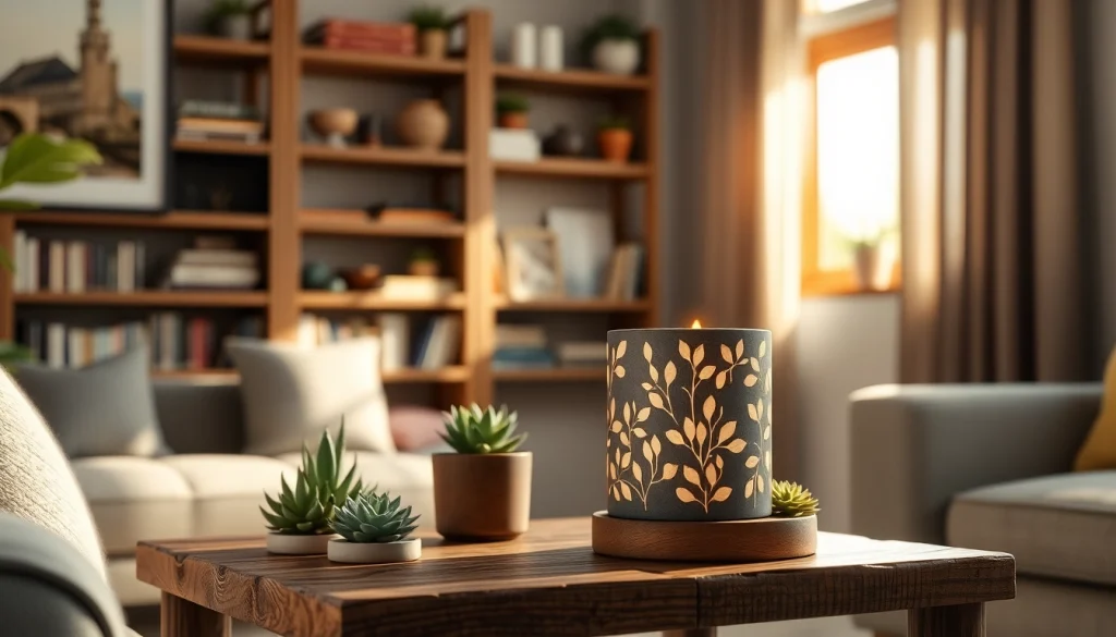 Enhance ambiance with the stylish wax warmer from https://www.scentswarmers.com in a cozy living room.
