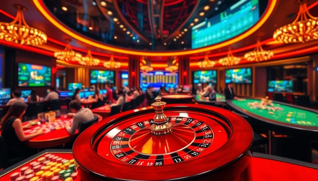 Experience the excitement of cổng game 789club with players engaging in thrilling casino table games.