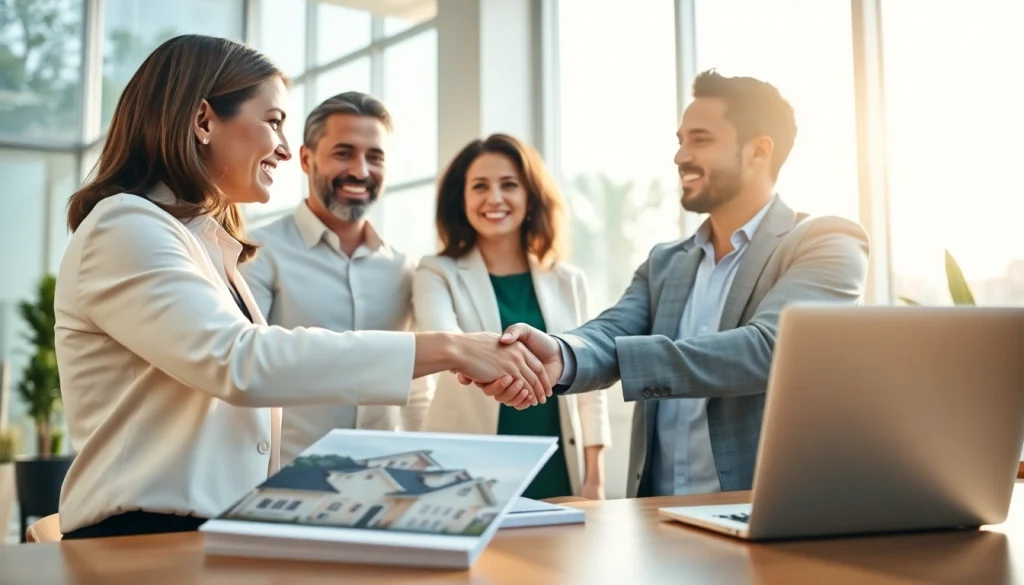 Real Estate agent collaborating with clients to finalize their home purchase.