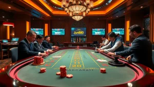 Exciting Baccarat action at jun888 with professional dealers and vibrant game atmosphere.