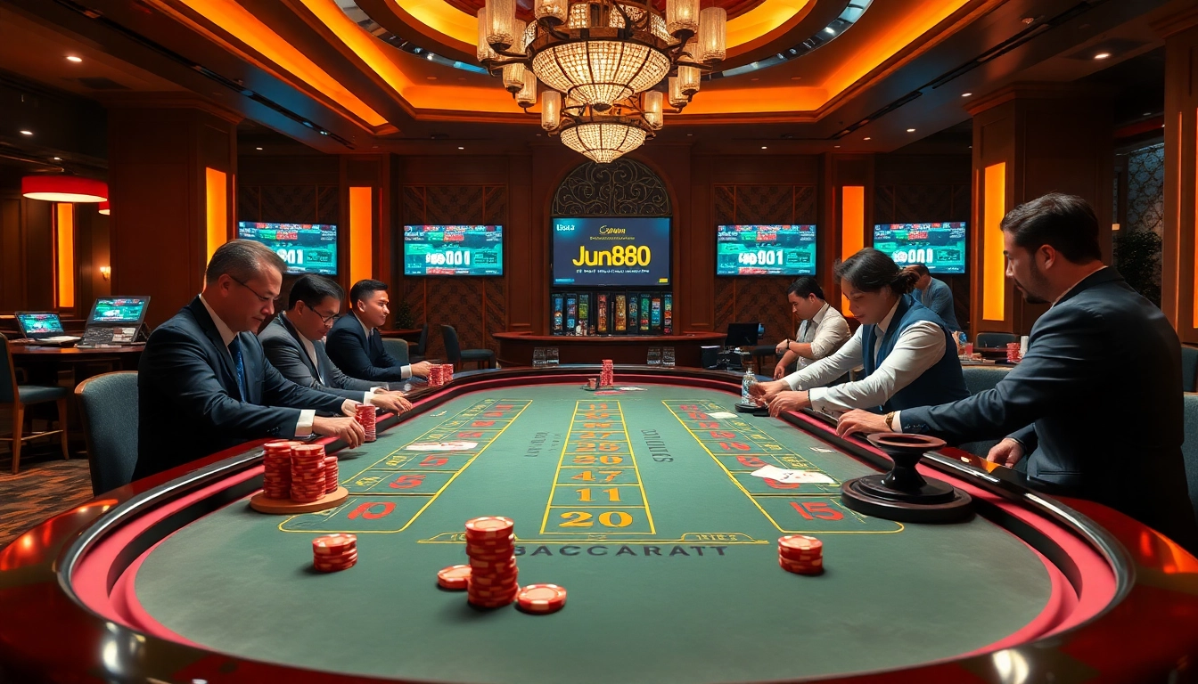 Exciting Baccarat action at jun888 with professional dealers and vibrant game atmosphere.
