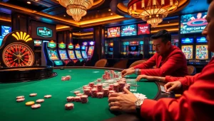 Engaging players at a high-stakes table illustrate the essence of Nhà Cái Uy Tín, showcasing casino excitement and trusted betting platforms.