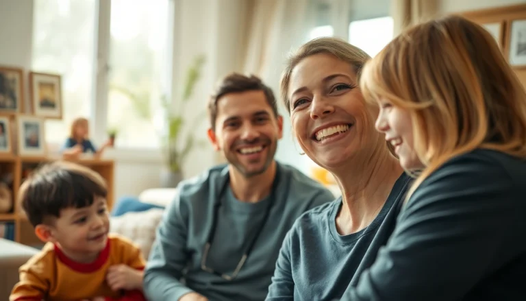 Kuva perhekoti.fi-sivustolta, jossa hoitaja tukee lapsia perheympäristössä.