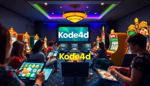 Engaging online gaming experience with Kode4d logo and diverse players enjoying slot games