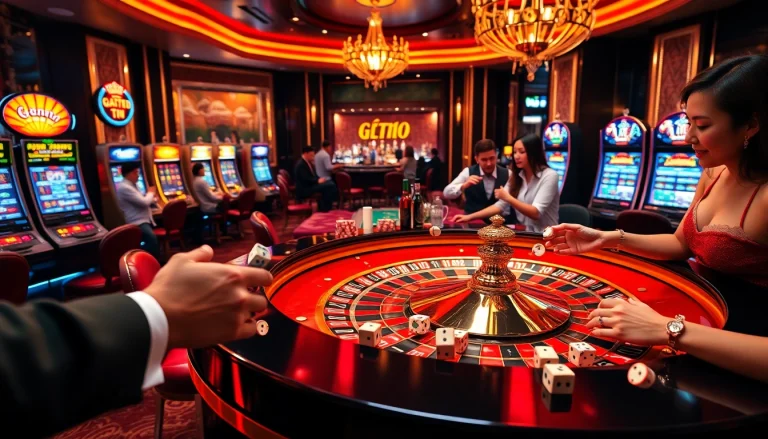 Experience the thrill of winning at luong son tv-style casino tables with vibrant roulette and slot machines.