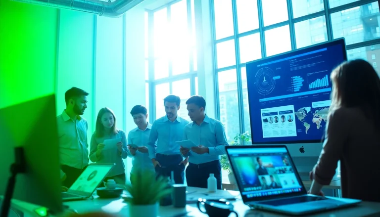 Collaborative team at https://heleensnyasyatelje.se creating innovative web designs in a modern office.