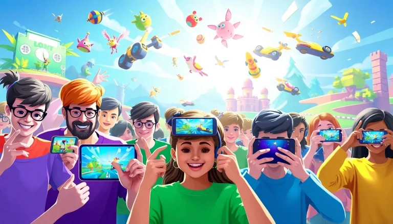 Players enjoying mobile games in a vibrant community setting, highlighting Jawal Games.