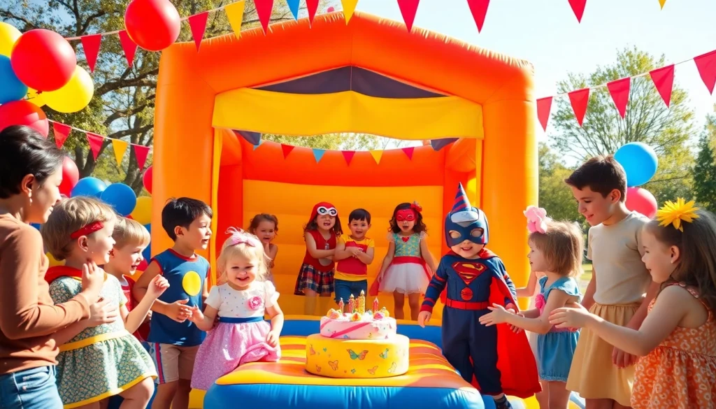 Engaging birthday party experience at https://www.tcspecialentertainment4u.com with lively characters and a bounce house.