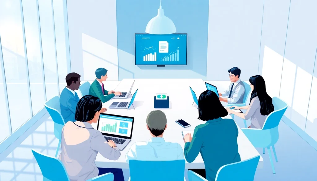 Collaborative professionals using WPS下载 in a modern office setting