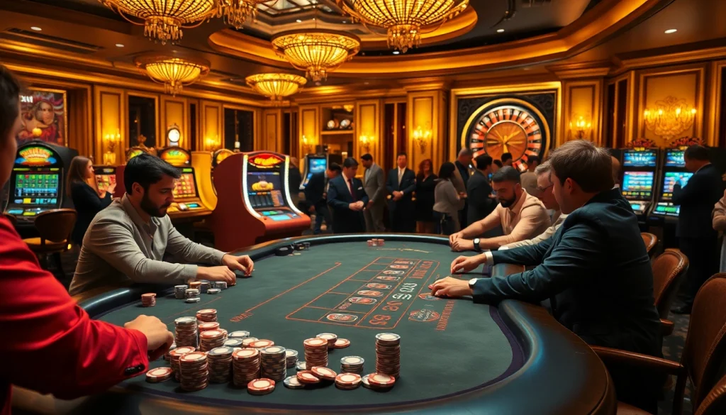 Engage in the thrill of high-stakes gambling at luck882's luxurious casino setting.
