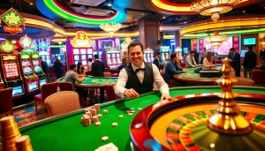 Engaging image of players at MMOO casino, featuring vibrant tables and exciting slot machines.