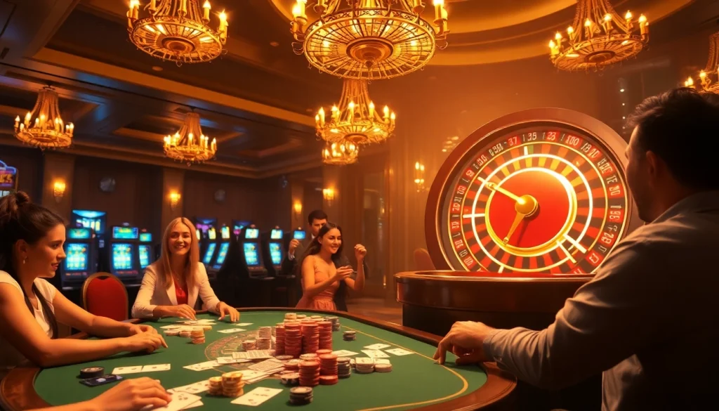 Players enjoying a thrilling game at the casino with new66 gaming elements.