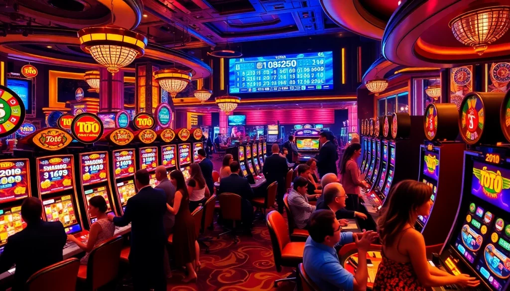 Experience the thrill of playing toto slot machines in a luxurious casino setting filled with excitement.