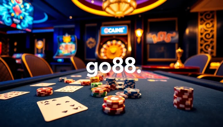 Experience thrilling gameplay at go88. Casino table with vibrant chips and elegant decor.