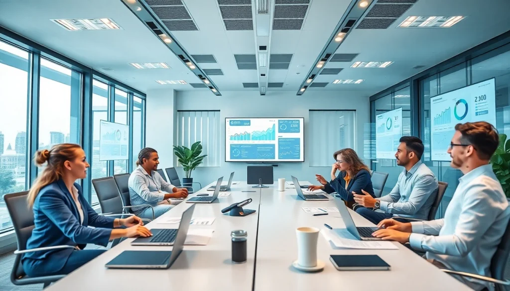 Accounting and Bookkeeping Services team collaborating in a modern office space.