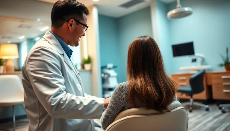 親和クリニック 口コミ—現代の発毛クリニックでの患者相談を紹介し、プロフェッショナルさと温かさを強調。