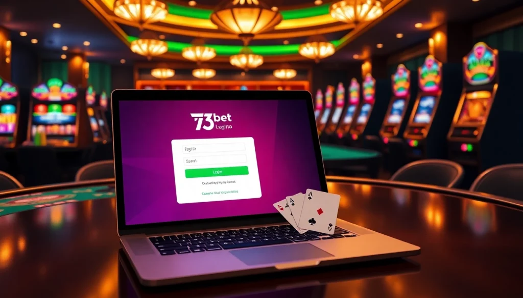Interactive view of the 733bet Login screen amidst an exciting casino setting.