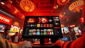 F168 online gambling platform showcasing exciting games and user engagement with vibrant colors.
