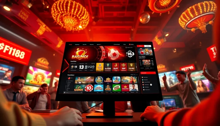 F168 online gambling platform showcasing exciting games and user engagement with vibrant colors.