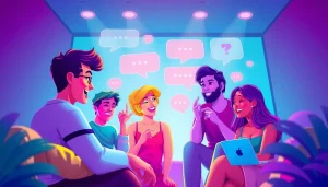 Engaging image of diverse characters in an ai sex chat free environment, showcasing playful interactions.