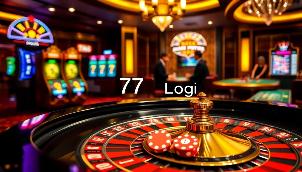 Engaging scene of a casino showcasing 777g Login with roulette and poker action.