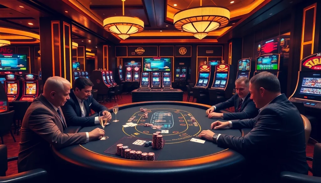 S8 gaming excitement at a luxurious casino poker table with vibrant lighting and high-stakes action.