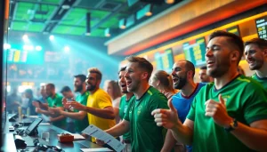 Engage with https://ufabet-auto.in in a vibrant sports betting atmosphere featuring diverse players.