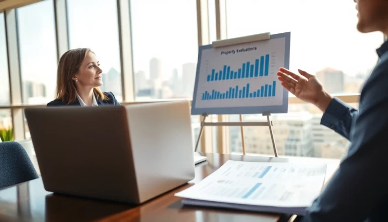 Real Estate agent presenting market insights in a professional office setting