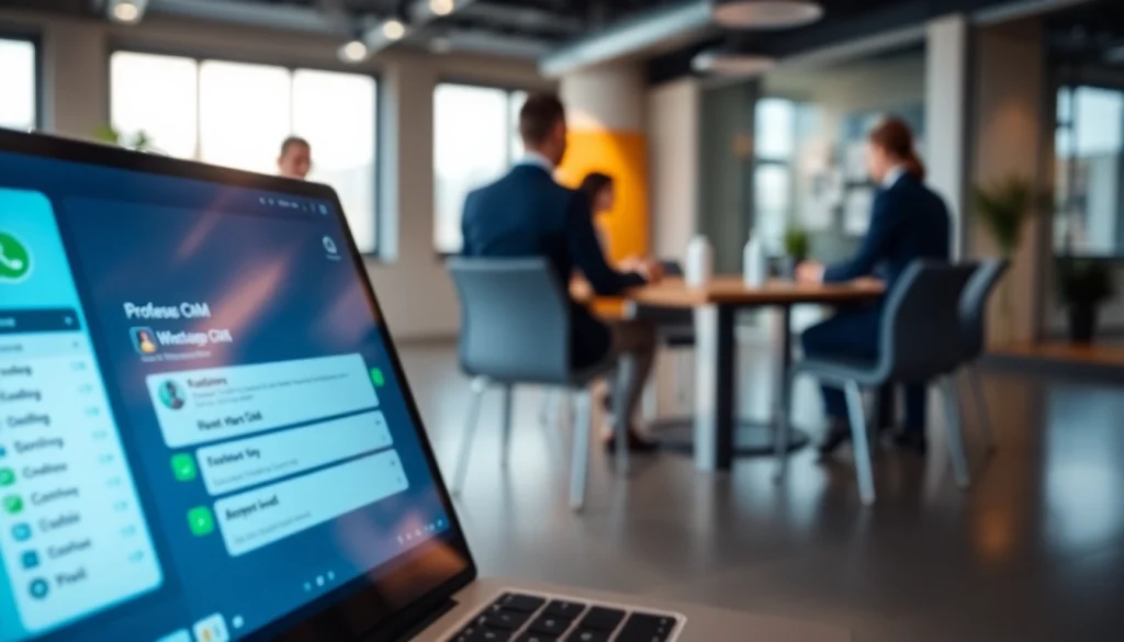Understand What is a CRM for WhatsApp through a professional digital workspace showcasing data integration.