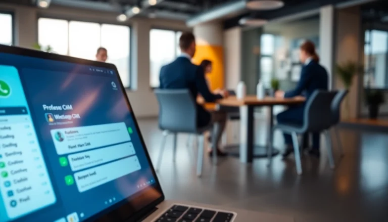 Understand What is a CRM for WhatsApp through a professional digital workspace showcasing data integration.