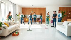 Efficient cleaning service team delivering professional results in a sparkling clean home environment.