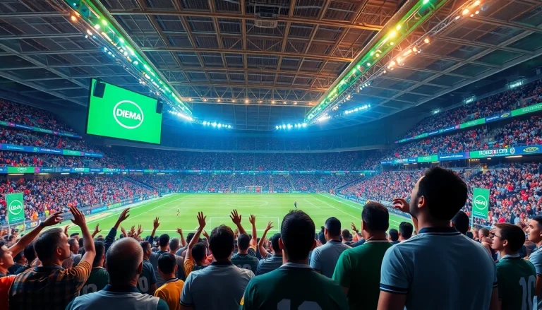 Experience the excitement of sports as you watch Diema Sport online free in a lively stadium scene.