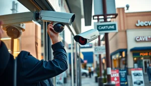 Commercial CCTV installations in Texarkana showcasing modern security cameras being installed.