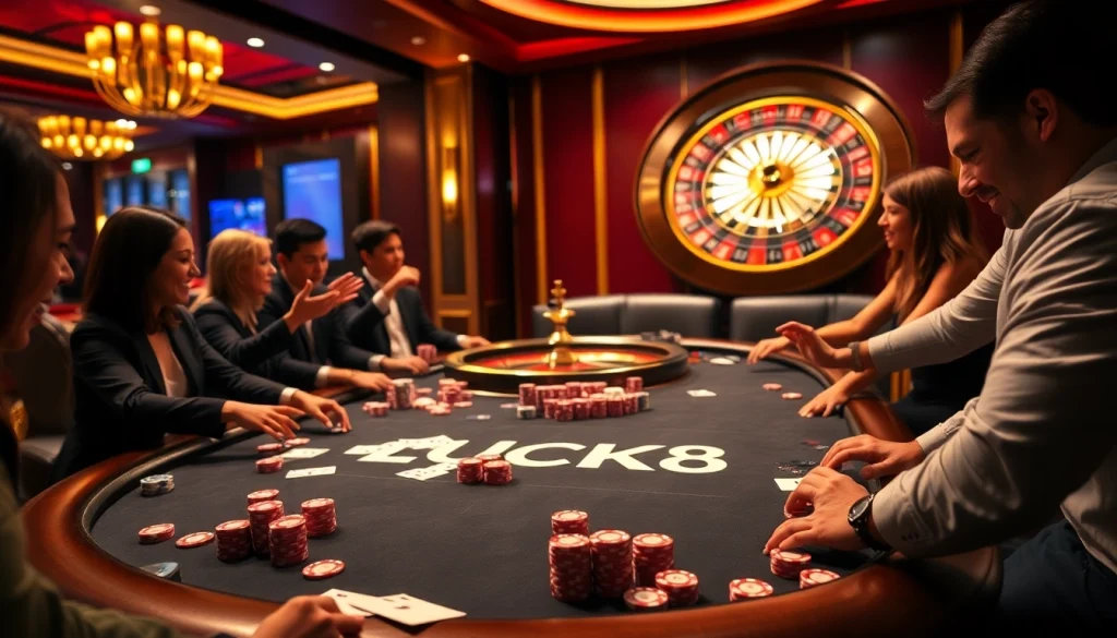 Người chơi đang thưởng thức một trò chơi đầy kịch tính tại bàn poker sòng bạc mang thương hiệu LUCK8.