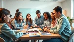 Innovative education strategies in a modern classroom promoting collaboration and engagement.