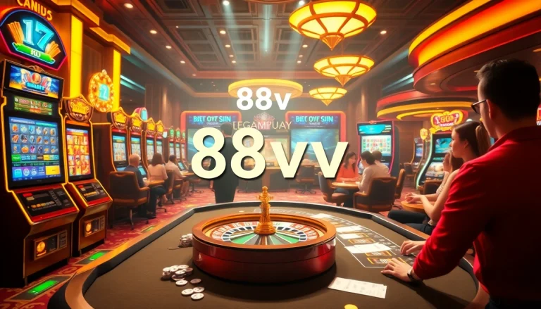Players experiencing thrills of various games at 88vv casino with vibrant slot machines.
