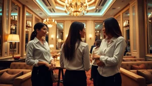 Inviting interior of gdmc.bio's shirt room showcasing stylish managers and comfortable seating.