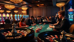 Experience an exciting poker game at Haywin com, featuring luxury tables and vibrant casino ambiance.