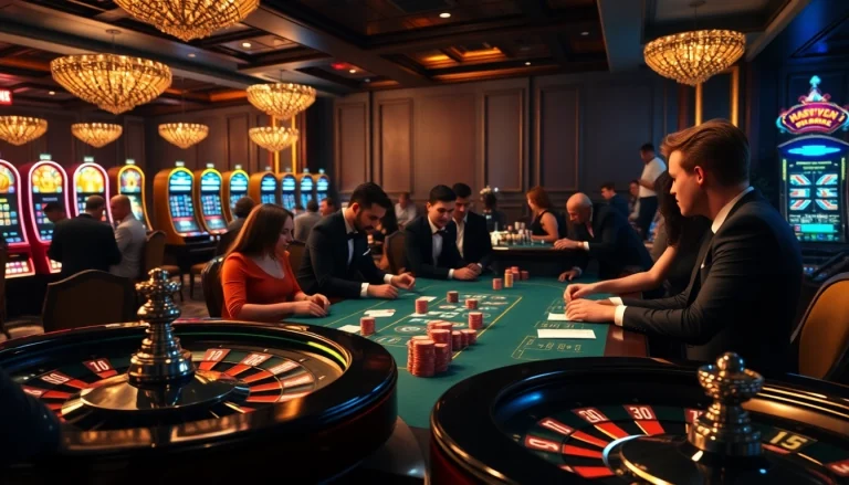 Experience an exciting poker game at Haywin com, featuring luxury tables and vibrant casino ambiance.