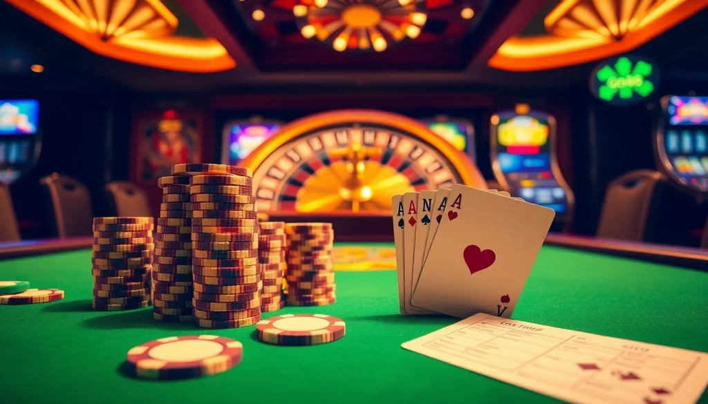 Experience high-stakes gaming excitement at go88 with vibrant casino table visuals.