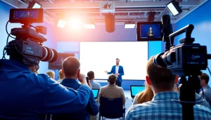 Creating effective training videos in a professional studio setting with engaging presentation.