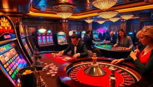 The hidden wiki 2026 visualizes an upscale casino with vibrant roulette wheels and engaging poker players.