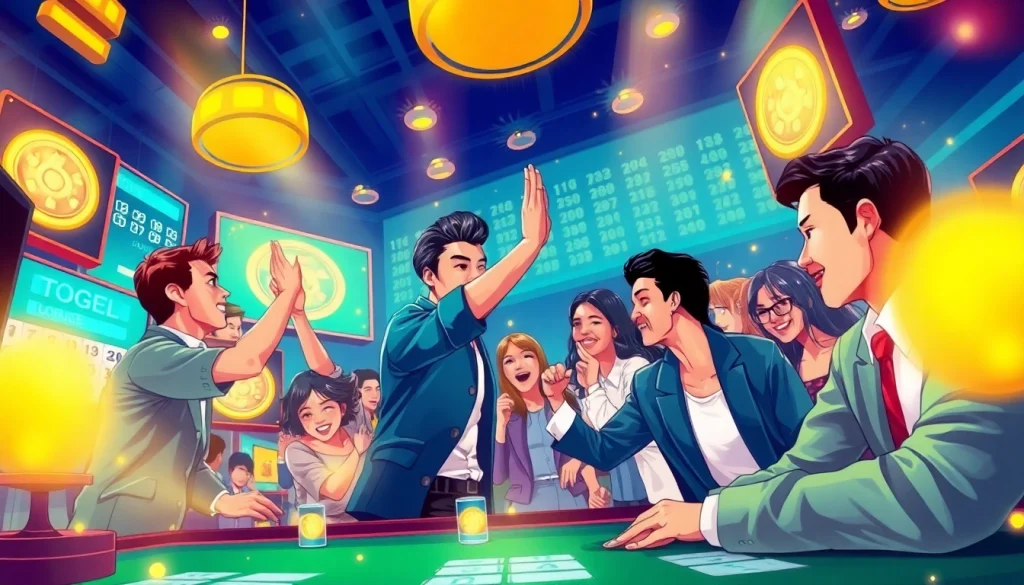 Adegan menarik para pemain menikmati permainan togel sumo, menunjukkan kegembiraan dan rasa kebersamaan komunitas.