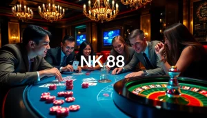 Players enjoying an exciting round at the casino table featuring NK88-themed games.