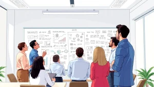 Showcasing an AI consulting company in UK collaborating effectively in a modern office setting.